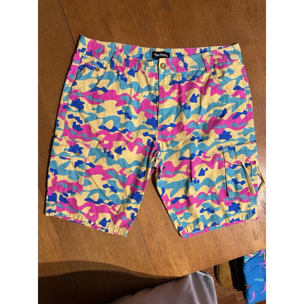 Pink Dolphin Camo‎ Cargo Shorts 38 Ripstop Neon Multicolor Streetwear Rare